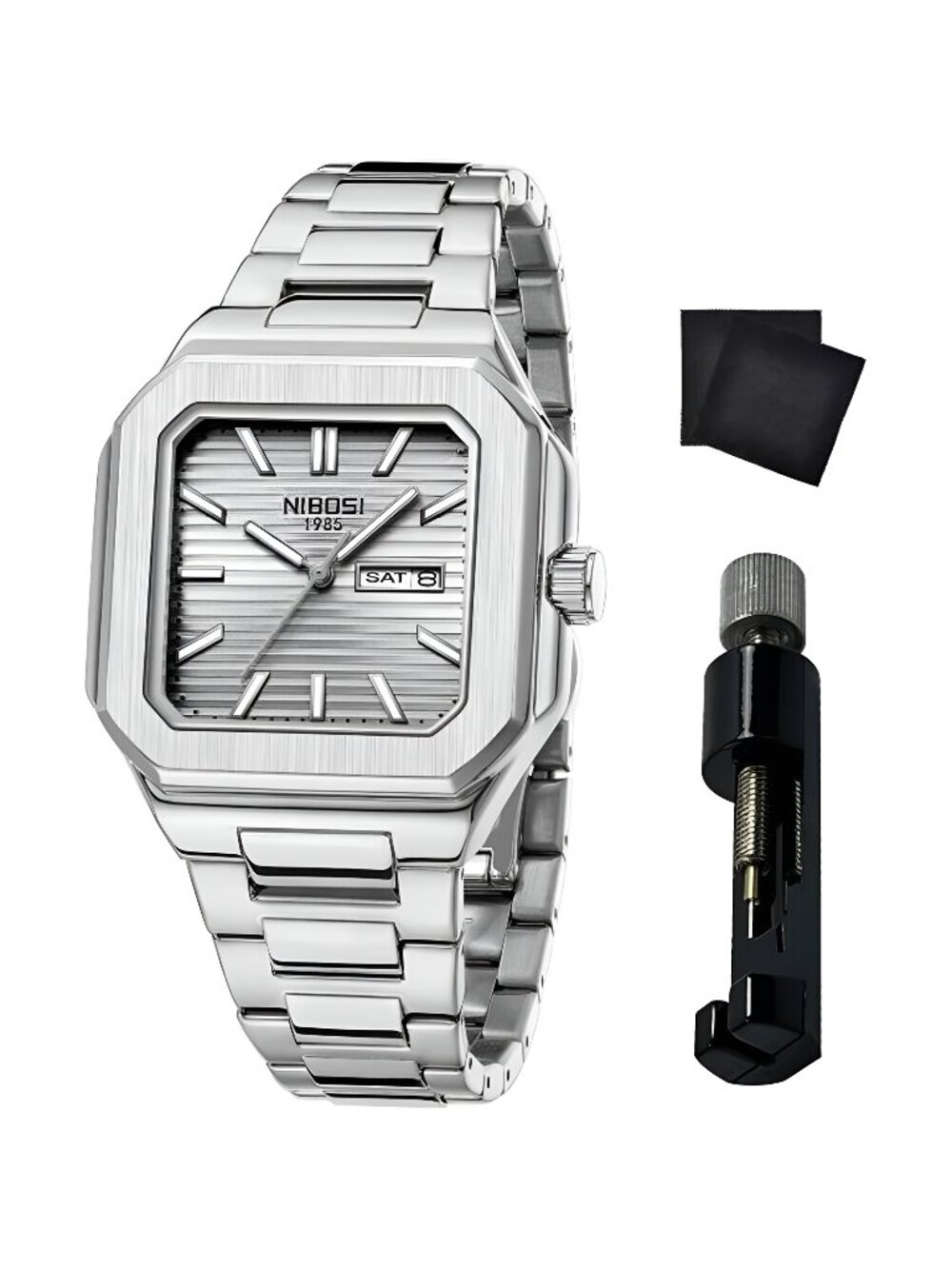 Men Watches Analog Quartz Stainless Steel Silver Watches for Men
